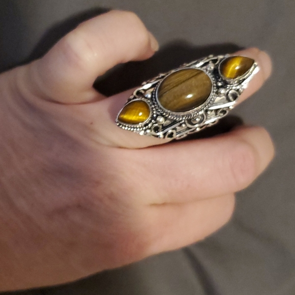 New Tiger Eye 925 Silver Statement Ring. - Picture 12 of 12